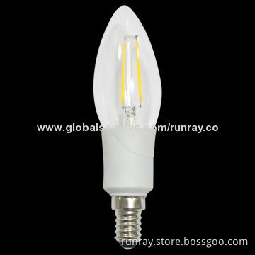 New Filament LED Bulb, E14, 3W, AC 85-265V, 72 Hours Aging Time, 2-year Warranty, CE/RoHS, ISO 9001